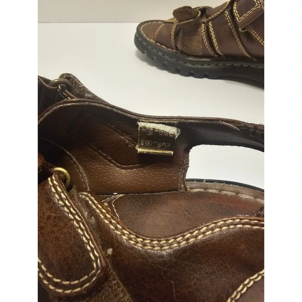 Mens Montego Bay Fisherman Leather Brown Sandals 9.5 Grooved Sole